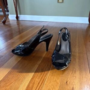 Audrey Brooke Black Patent Slingback Heels